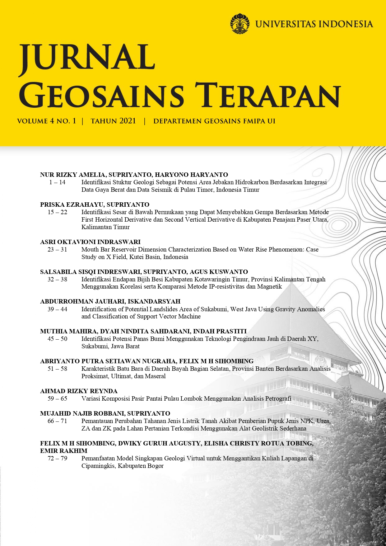 					Lihat Vol 4 No 1 (2021): Jurnal Geosains Terapan
				